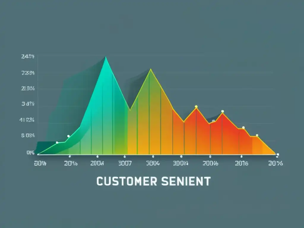 Gráfico de líneas muestra sentimiento del cliente con tonos de positividad, neutralidad y negatividad