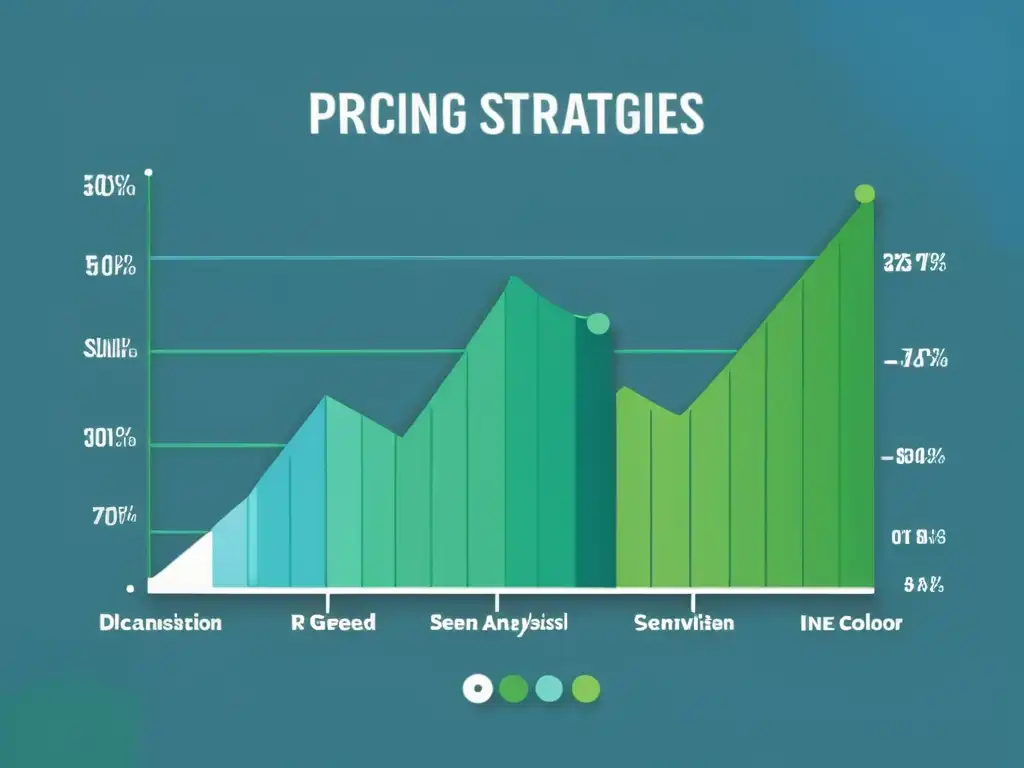 Gráfico de líneas en tonos azules y verdes que representa el impacto del Análisis de Sentimiento en Estrategias de Precio, transmitiendo profesionalismo analítico y toma de decisiones basada en datos en el comercio electrónico