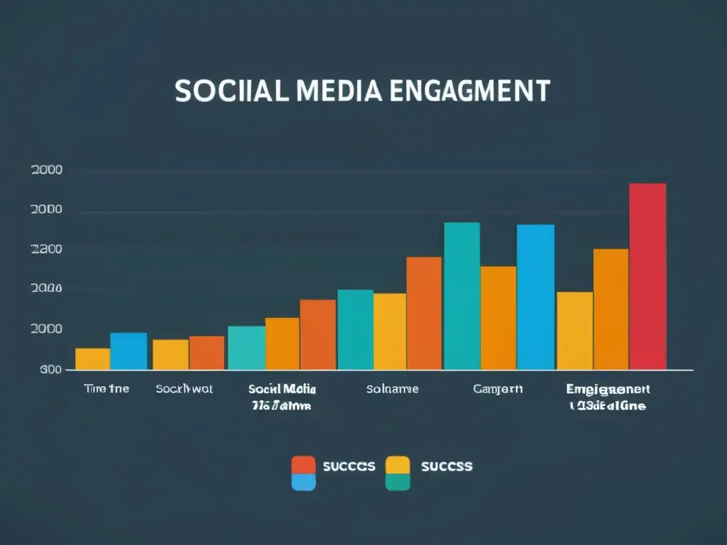 Gráfico minimalista que muestra el crecimiento de la participación en redes sociales, con líneas limpias y colores vibrantes