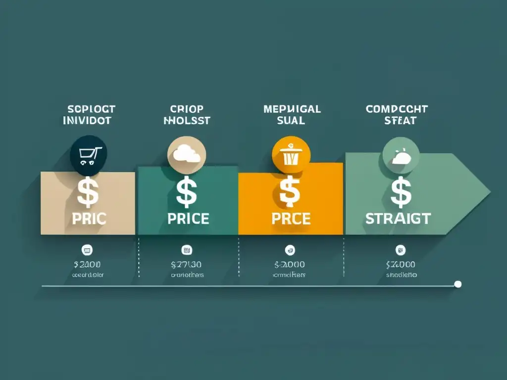 Gráfico minimalista de estrategia de precios en ecommerce, con indicadores de comportamiento del consumidor