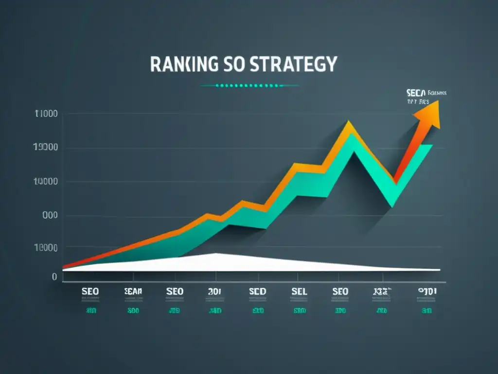 Gráfico minimalista de correlación entre estrategia de precios y posicionamiento SEO, con etiquetas claras y esquema de colores moderno