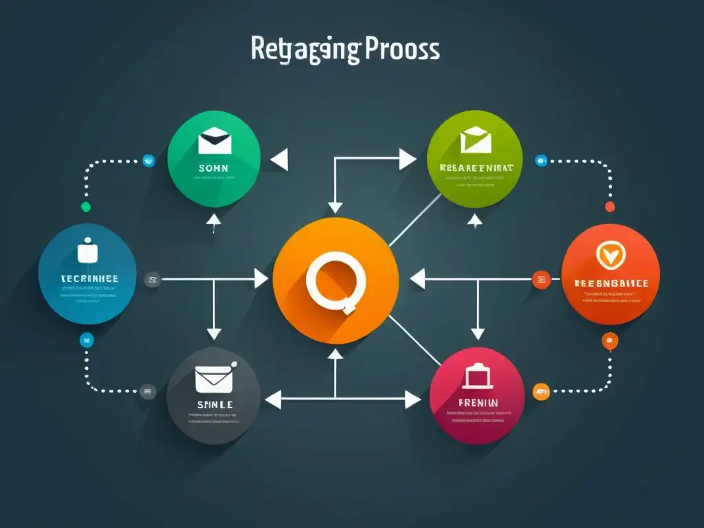 Gráfico minimalista del proceso de retargeting en ecommerce, con líneas limpias y colores modernos