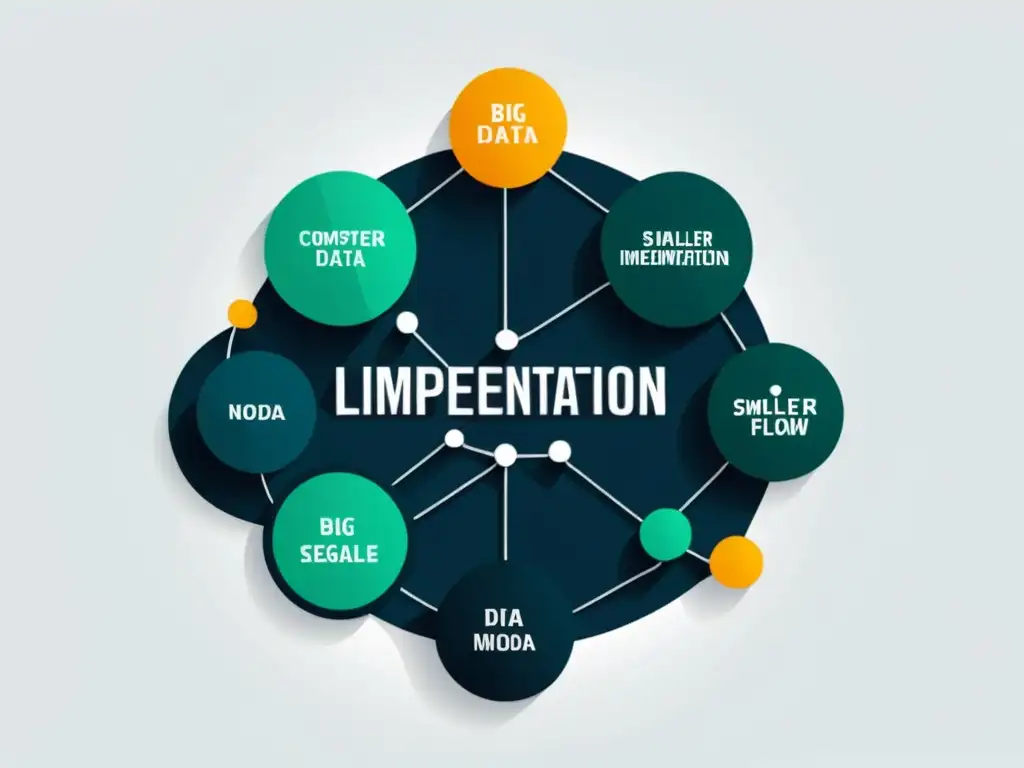 Gráfico moderno y minimalista de nodos interconectados representando la complejidad de implementación de modelos de precios dinámicos en ecommerce