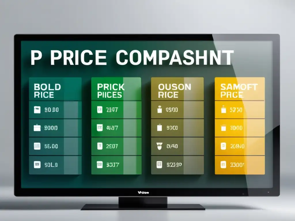 Gráfico de comparación de precios transparente en pantalla digital, transmitiendo claridad y precisión