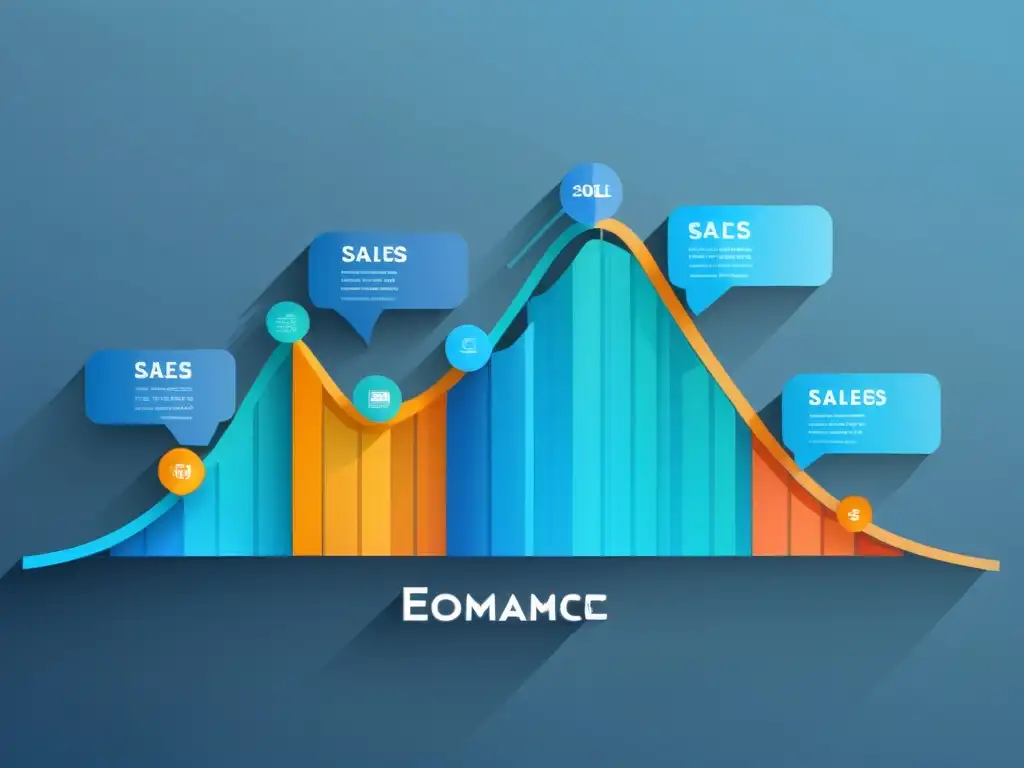 Gráfico de ventas de ecommerce con transición de colores