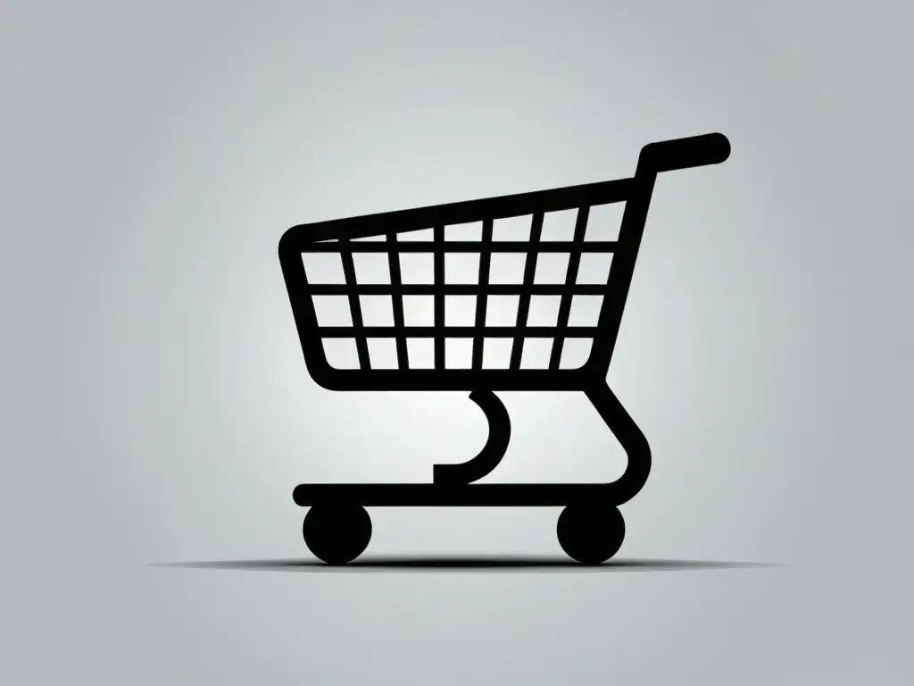 Icono elegante de carrito de compras en fondo blanco, transmite eficiencia en estrategias retargeting ecommerce carritos abandonados