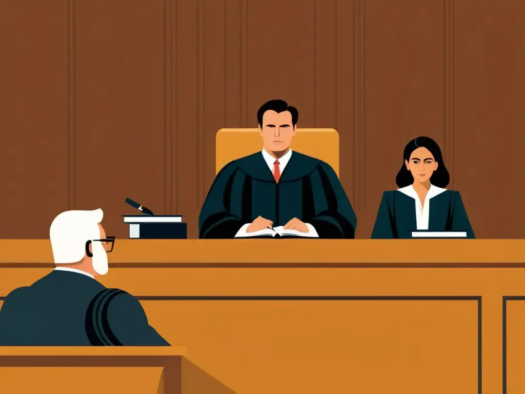 Una ilustración minimalista de un juicio por publicidad engañosa