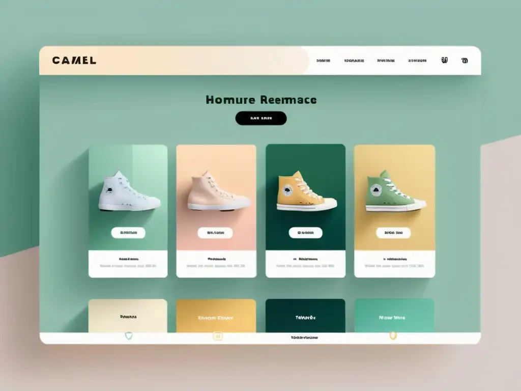 Una ilustración minimalista de un pequeño ecommerce con estrategias de personalización, interfaz pulcra y colores suaves