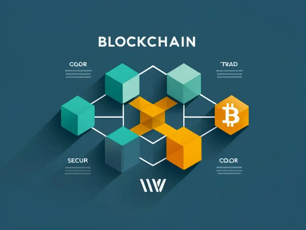 Imagen de bloques interconectados representando transacciones transfronterizas en blockchain para ecommerce