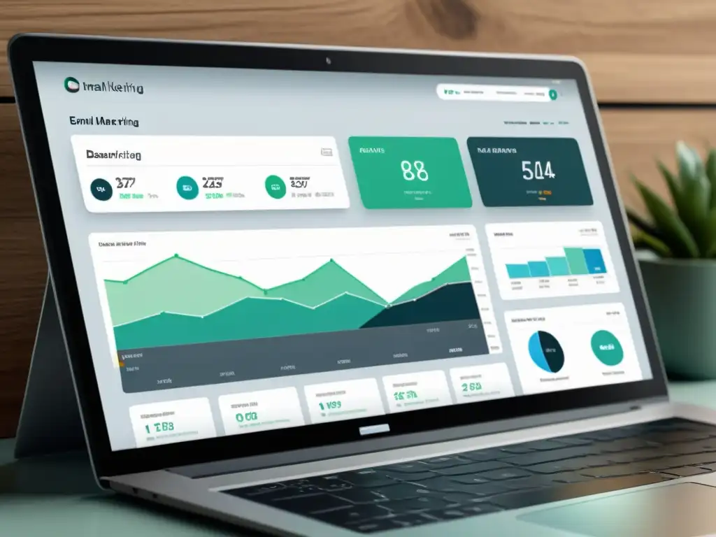 Una imagen 8k de un elegante panel de email marketing con diseño minimalista, herramientas esenciales para email marketing