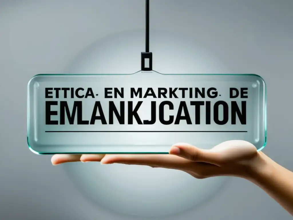 Imagen de una escala transparente con 'Ética en el marketing de afiliación' y 'Transparencia ante el consumidor' escritos, simbolizando el equilibrio ético en el marketing de afiliación