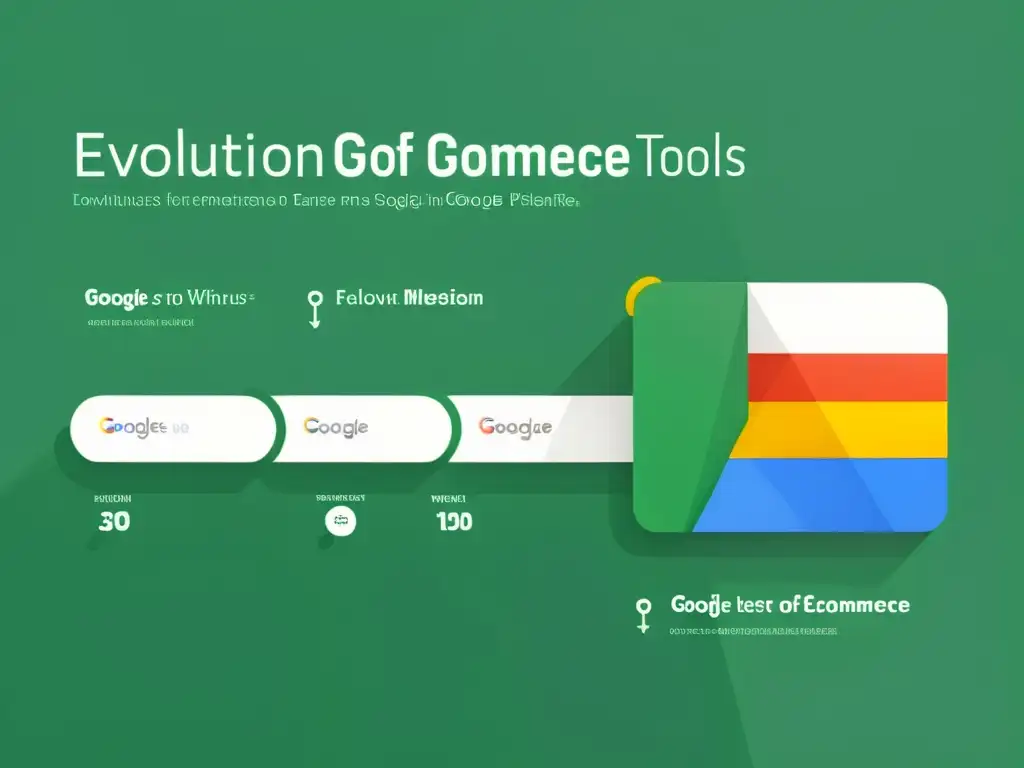 Imagen de la evolución de herramientas de comercio electrónico de Google, desde AdWords hasta Google Shopping