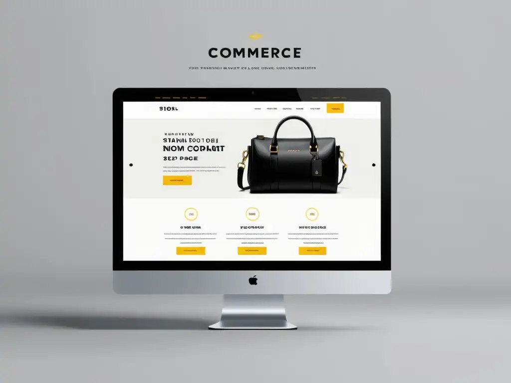 Imagen de una landing page para ecommerce, con diseño minimalista y profesional