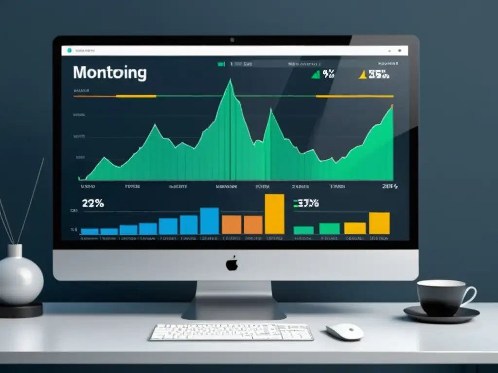 Imagen moderna de pantalla de computadora con gráficos de monitoreo de rendimiento web