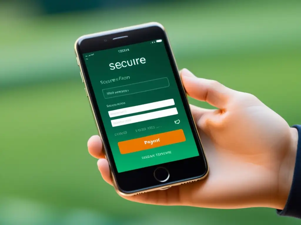 Imagen de pantalla de smartphone con aplicación de checkout rápido y seguro