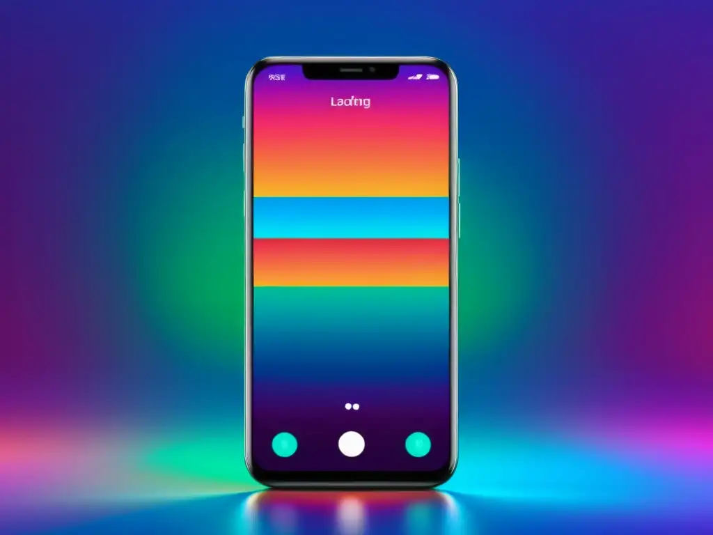 Imagen de pantalla de smartphone futurista con barra de carga dinámica, simbolizando la importancia de mejorar tiempos de carga experiencia