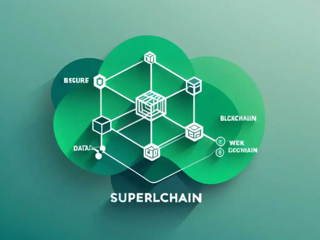 Imagen de red blockchain transparente sobre interfaz ecommerce moderna, simbolizando la integración de blockchain en la personalización ecommerce