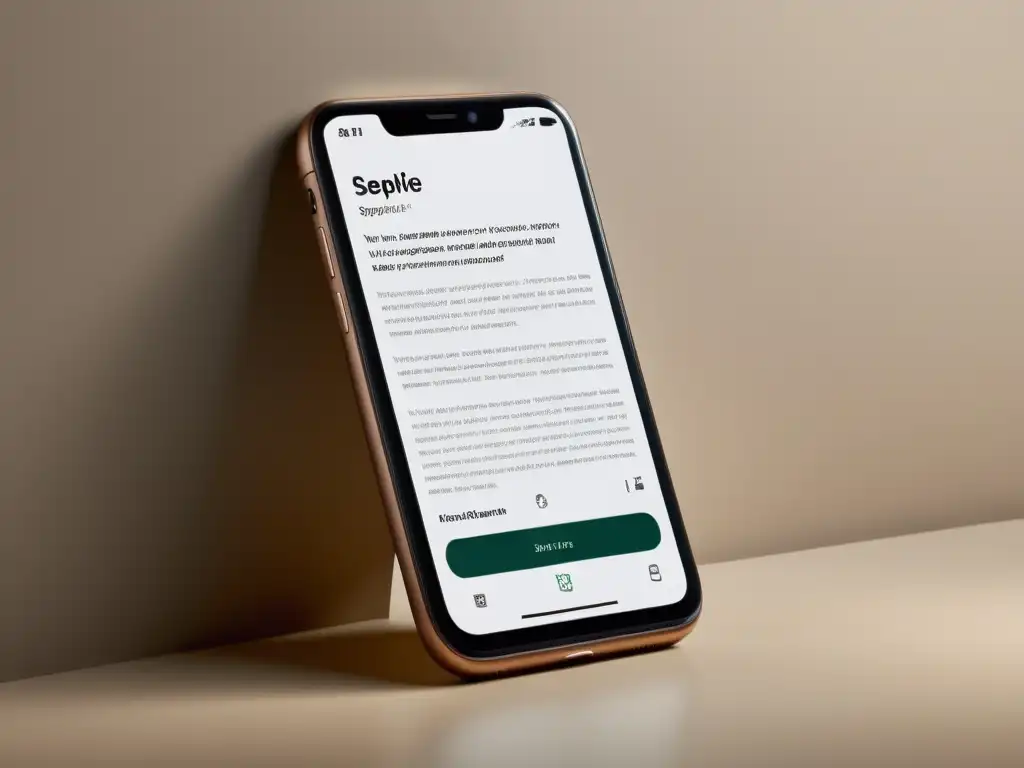 Imagen de smartphone con diseño UX para descripciones de producto: minimalista, profesional y sofisticado