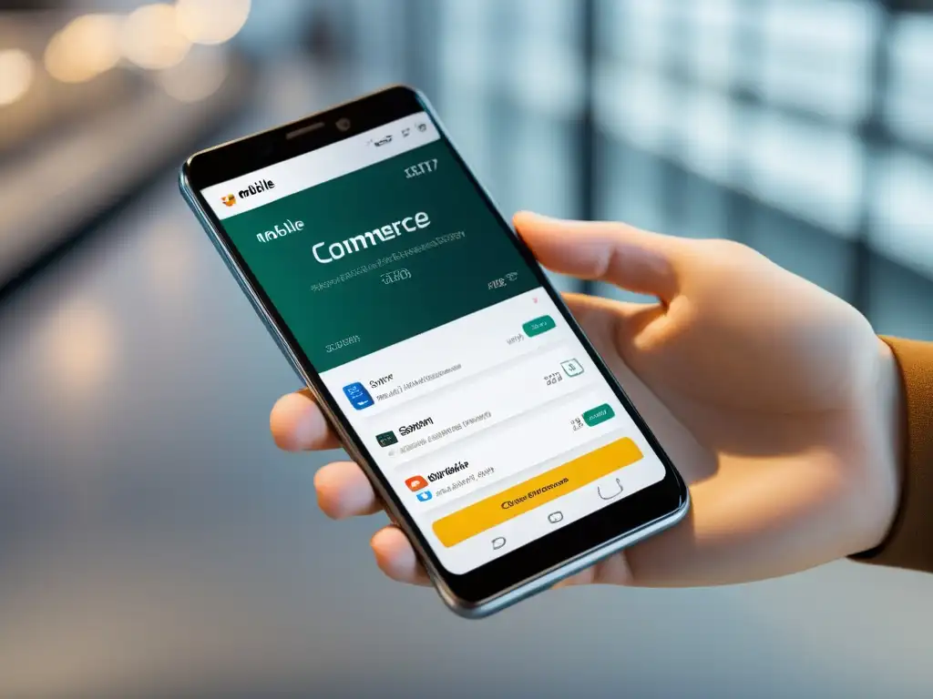 Imagen de smartphone con diseño moderno y AI para Adaptación de la IA en Mobile Commerce