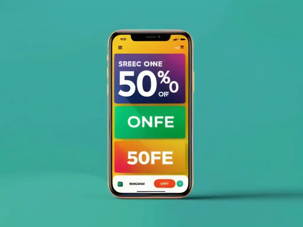 Imagen de smartphone con ofertas destacadas en diseño UI moderno y atractivo, ideal para Mejores estrategias diseño UI ofertas