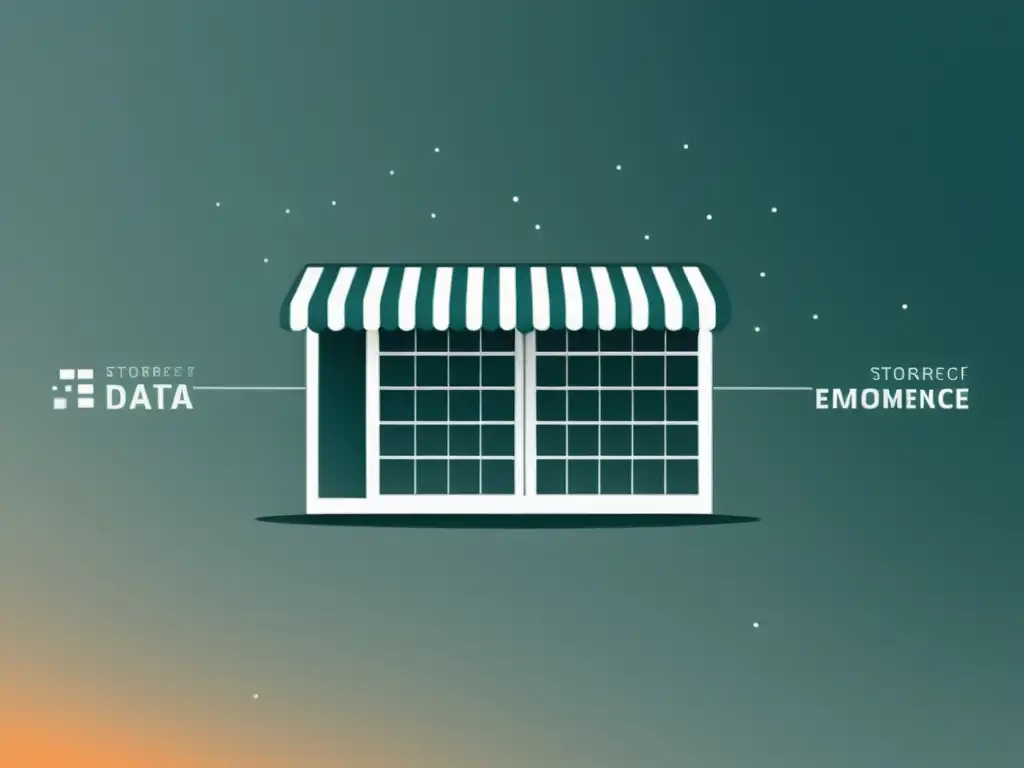 Imagen de una tienda digital minimalista con código binario, evocando la ética del Big Data en Ecommerce