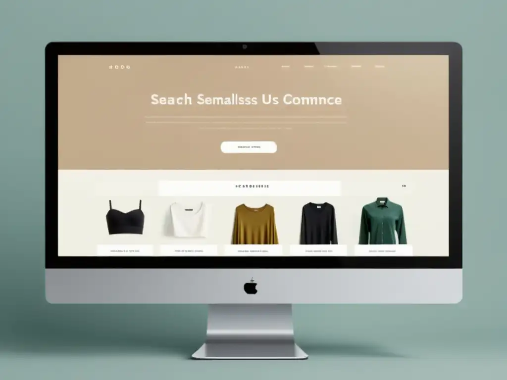 Diseño UX impacto cliente ecommerce: Interfaz web minimalista y elegante, centrada en la experiencia del usuario y la profesionalidad