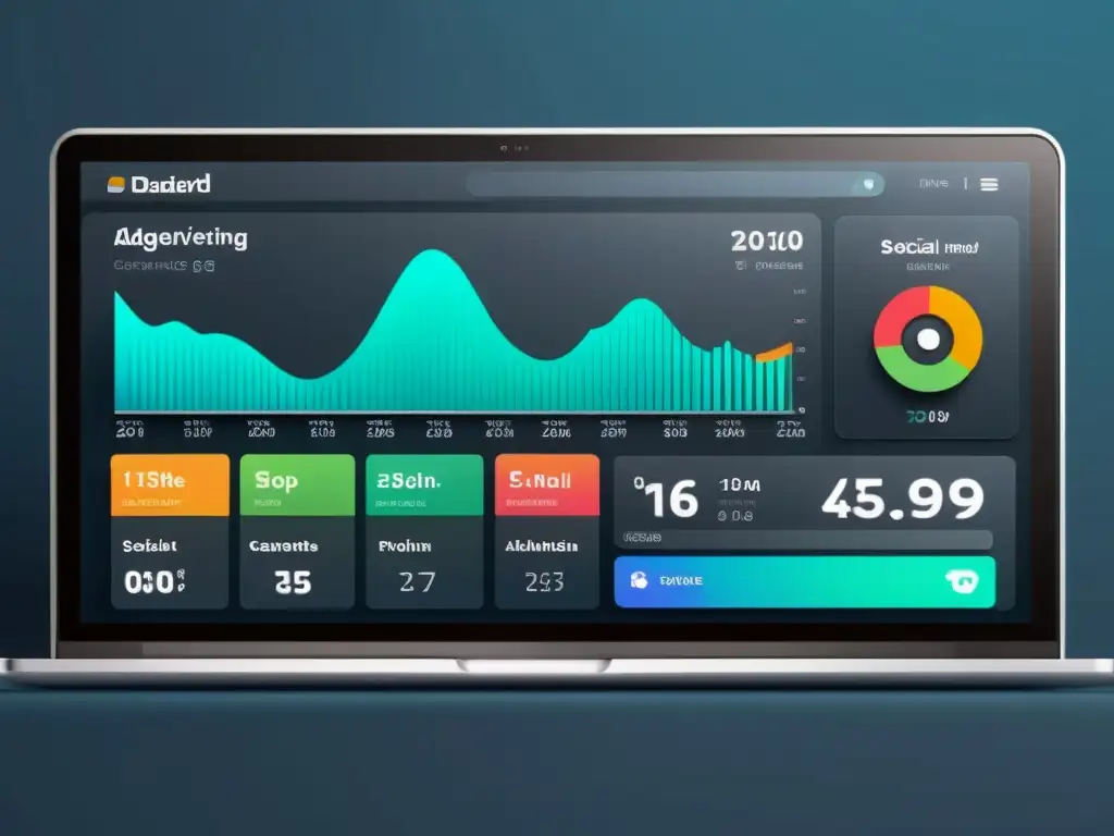 Una impresionante imagen 8k de un elegante panel de publicidad en redes sociales, con herramientas de segmentación avanzadas y opciones de targeting
