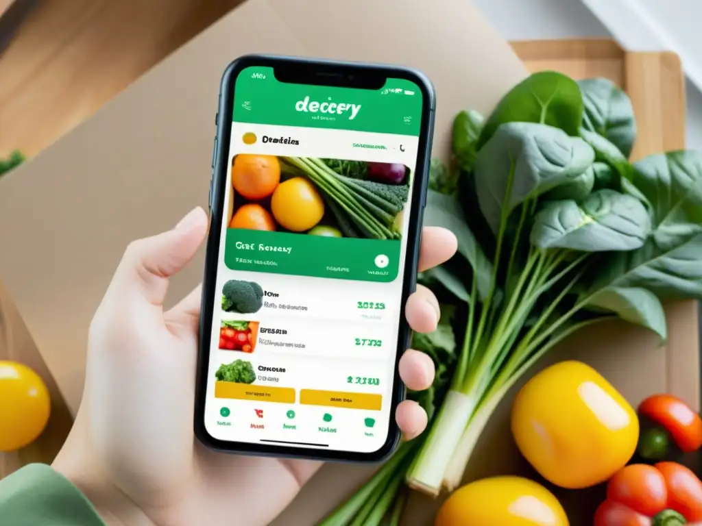 Interfaz de app de entrega de comestibles con técnicas de fidelización clientes en ecommerce alimentación