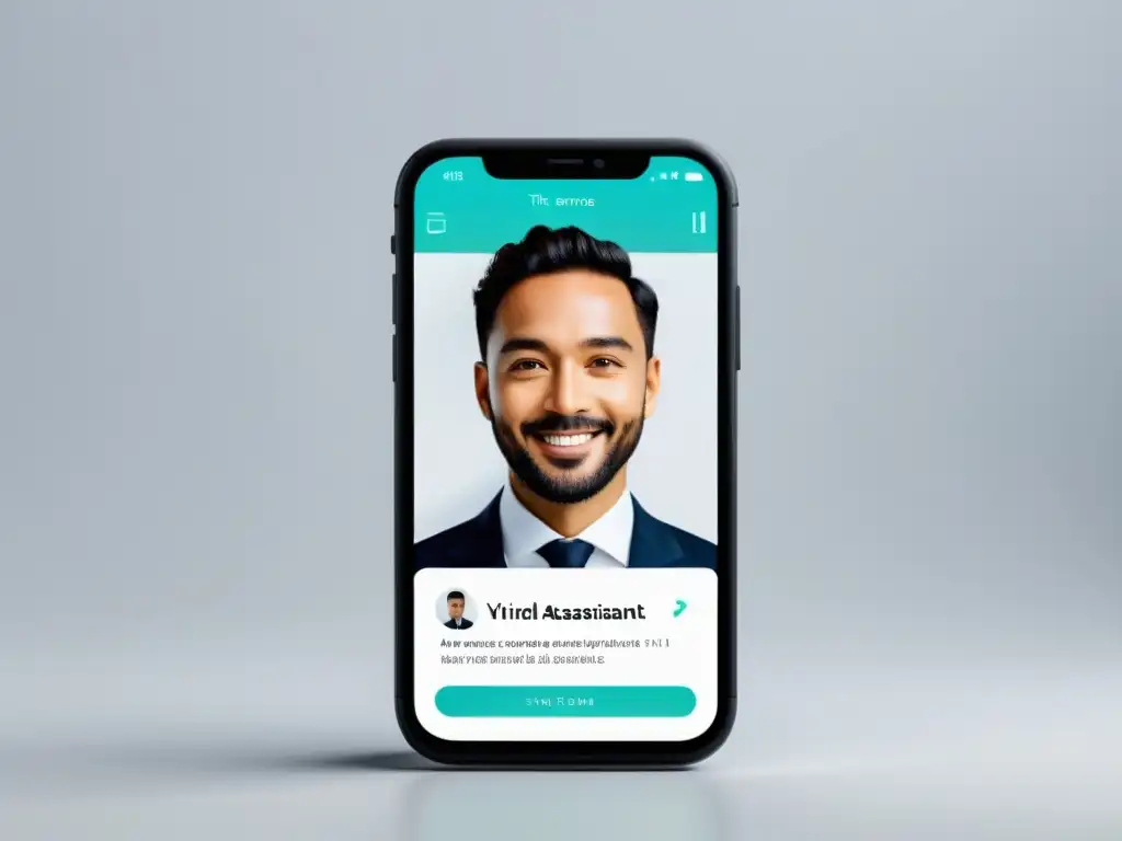Interfaz de asistente virtual moderno y elegante en smartphone