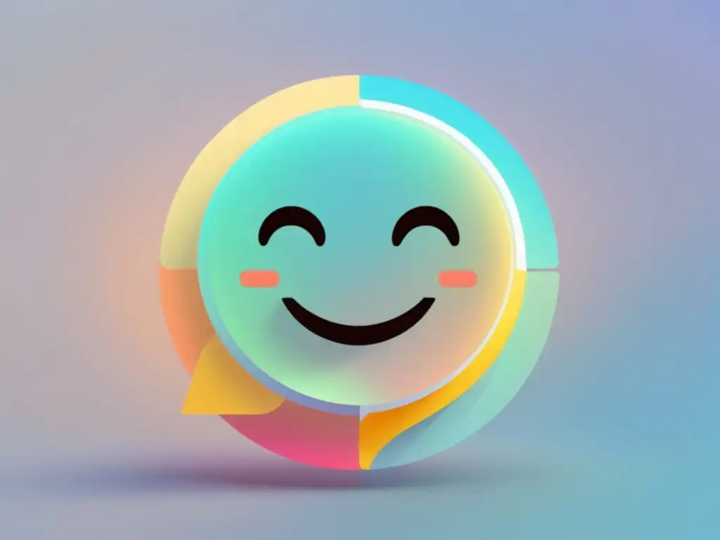 Interfaz de chatbot con análisis de sentimiento positivo, colores suaves y formas redondeadas, transmitiendo tranquilidad y confianza emocional