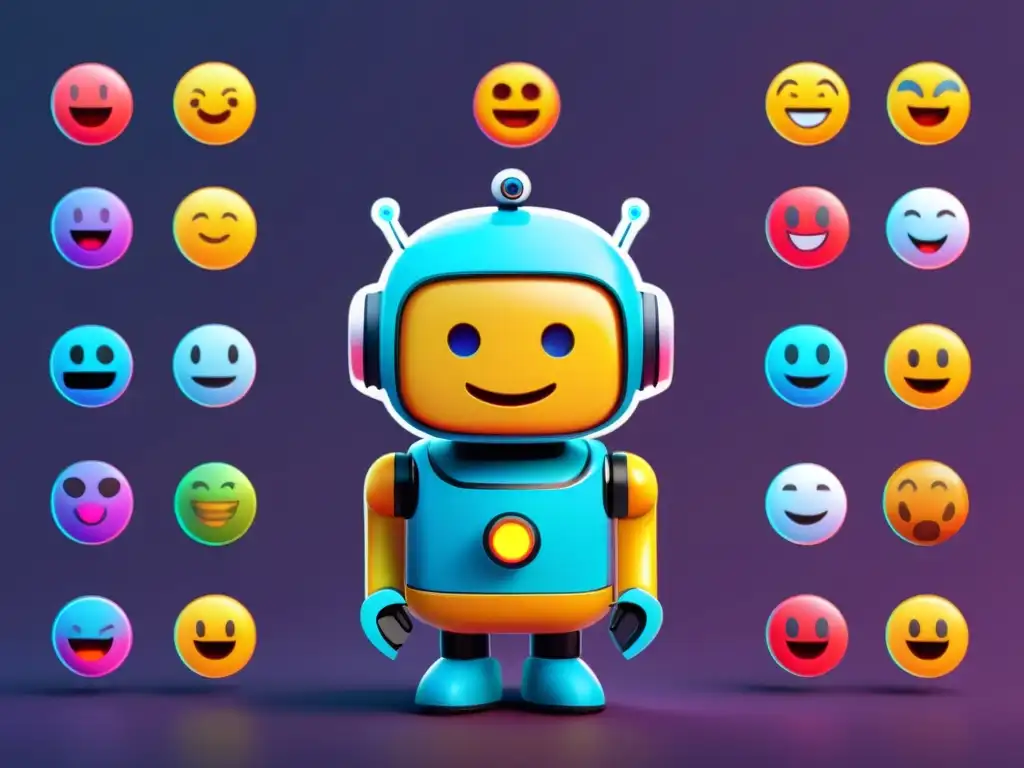 Interfaz de chatbot minimalista con emojis expresivos