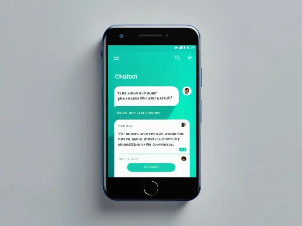 Interfaz de chatbot minimalista en smartphone