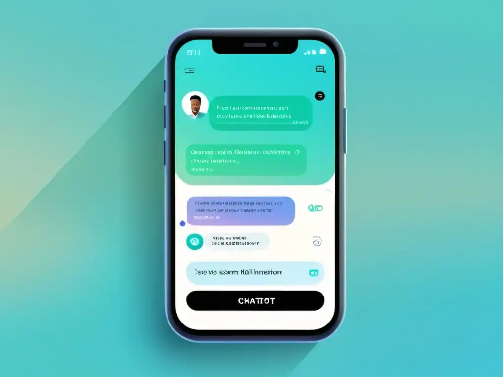 Interfaz de chatbot moderna y elegante en tonos calmantes