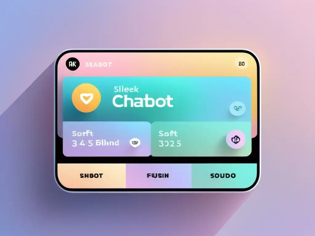 Interfaz de chatbot moderna con integración inteligencia artificial en ecommerce, diseño minimalista y colores suaves