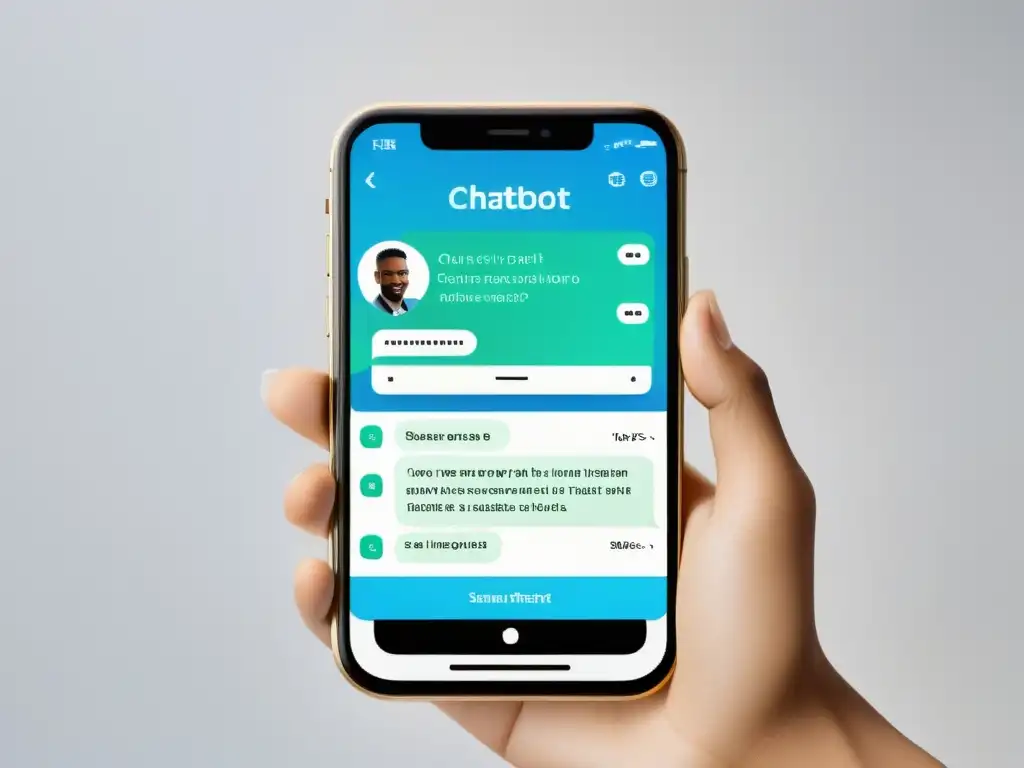 Interfaz de chatbot moderna y minimalista en smartphone