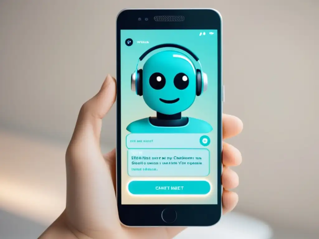 Interfaz de chatbot moderna y minimalista en smartphone