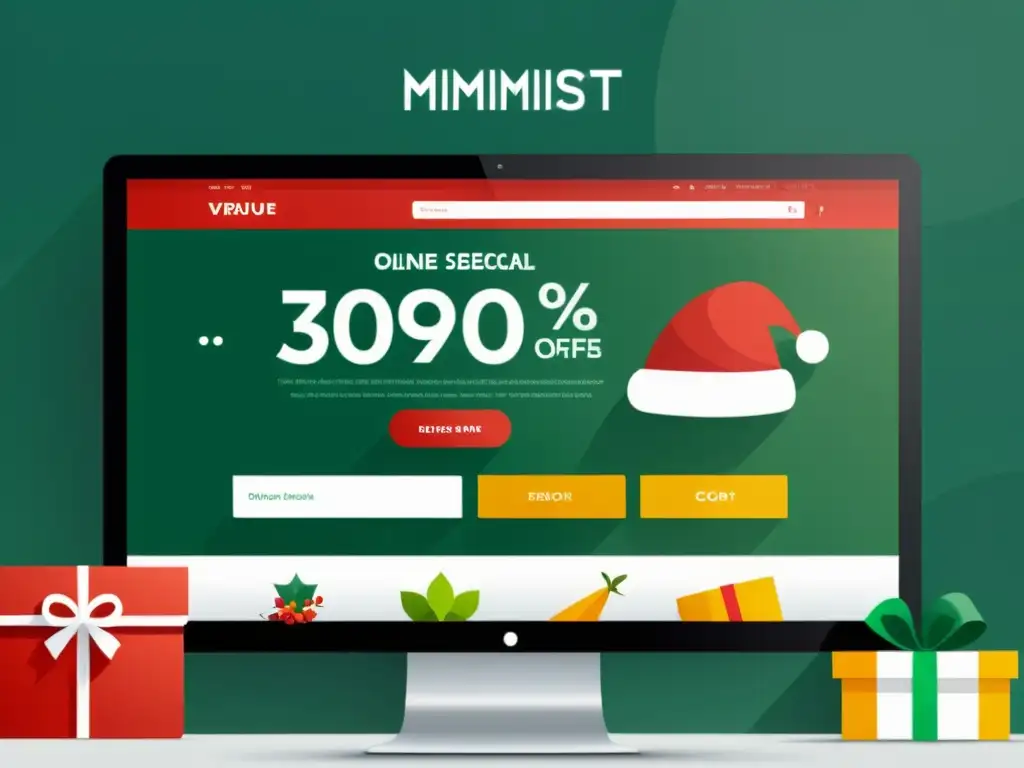 Una interfaz de compra online minimalista con elementos festivos y diseño moderno