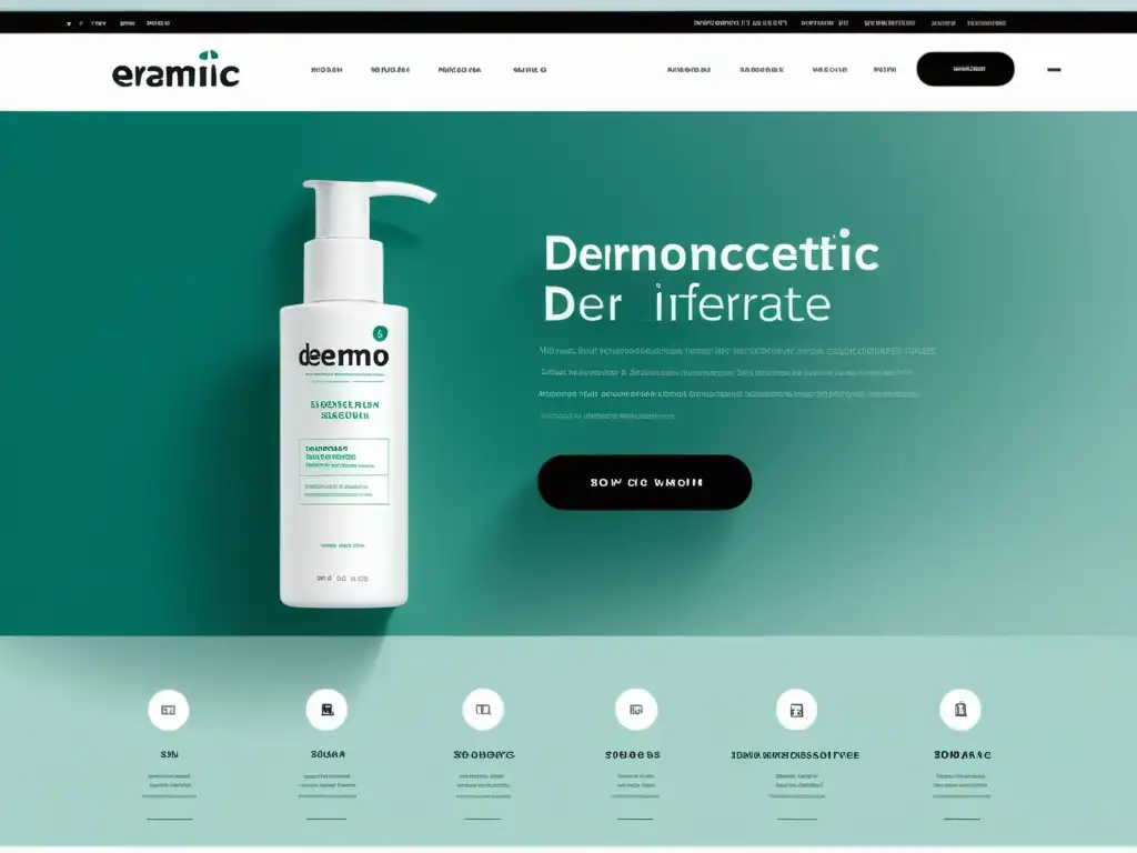 Interfaz de ecommerce de dermocosmética con diseño moderno y minimalista, destacando la profesionalidad y la experiencia de compra