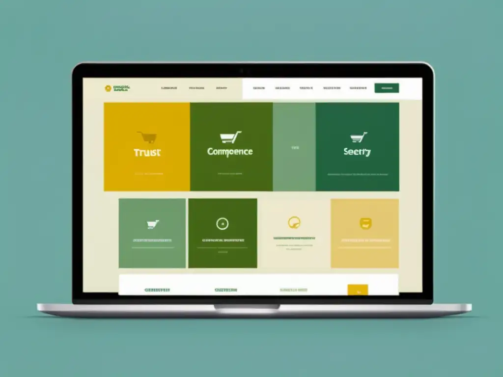 Interfaz de ecommerce con impacto psicológico del color: confianza, profesionalidad y seguridad en tonos neutros y toques vibrantes