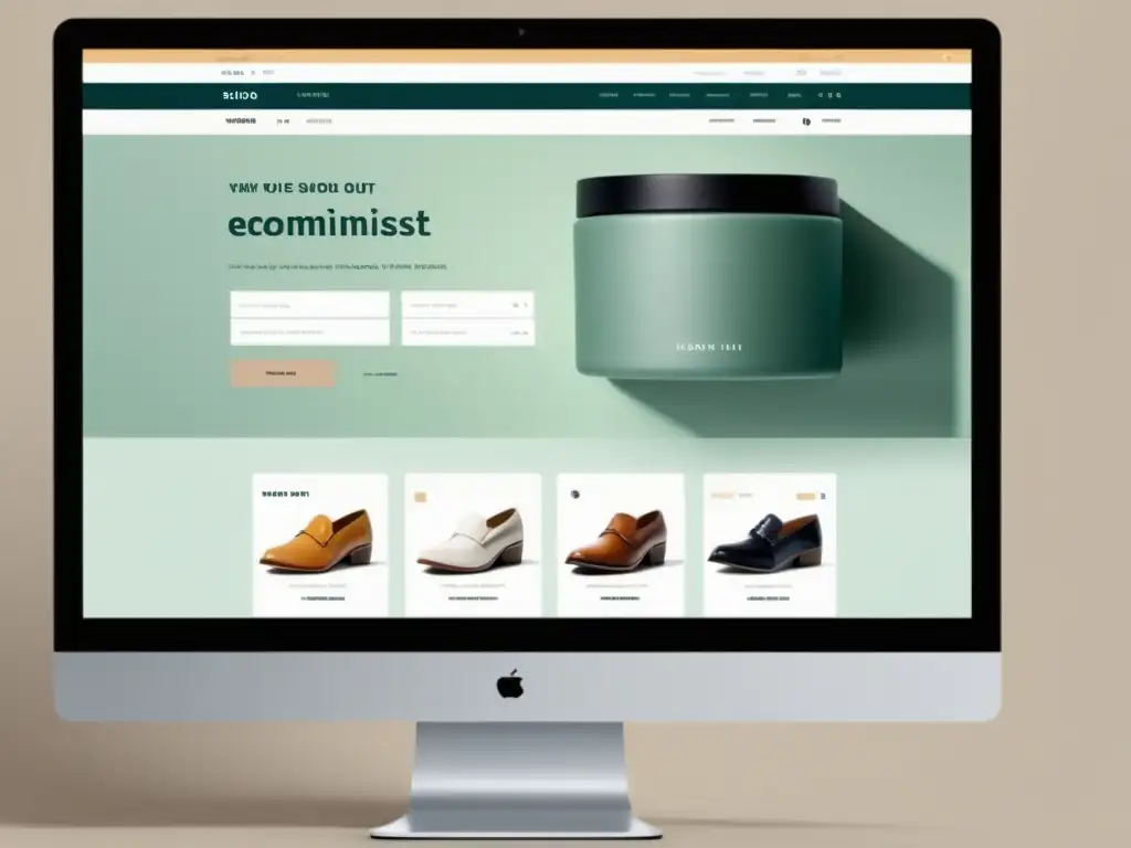 Interfaz de ecommerce minimalista con ventajas de scrolling infinito, diseño moderno y atractivo