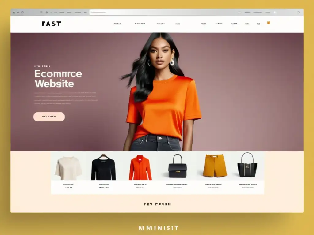 Interfaz de ecommerce de moda rápida: retos y oportunidades en un diseño contemporáneo y minimalista, con prendas de vestir de moda