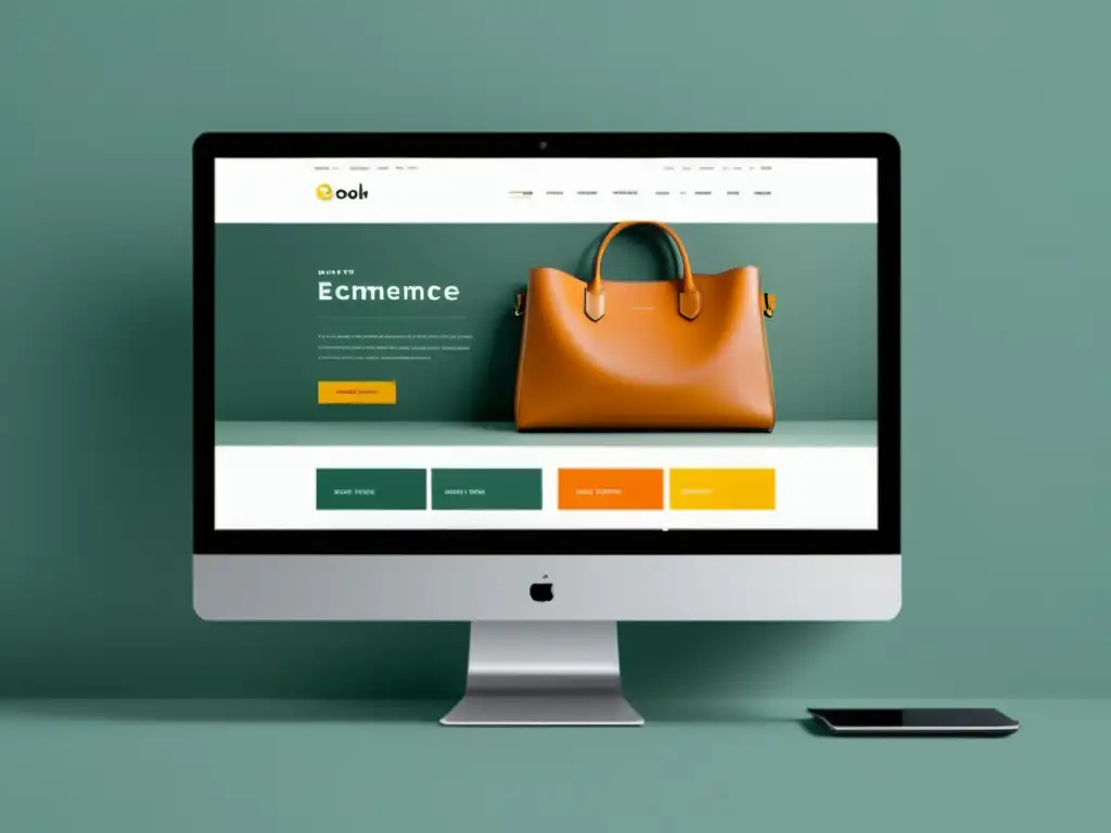 Interfaz de ecommerce moderna con diseño minimalista, tonos suaves y toque de color vibrante