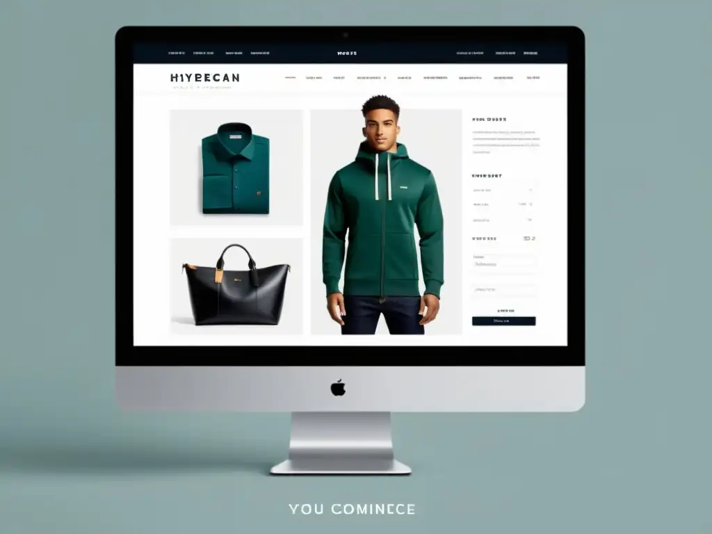 Interfaz de ecommerce moderna y elegante con diseño minimalista y sugerencias de productos personalizadas, creando una experiencia de usuario a medida