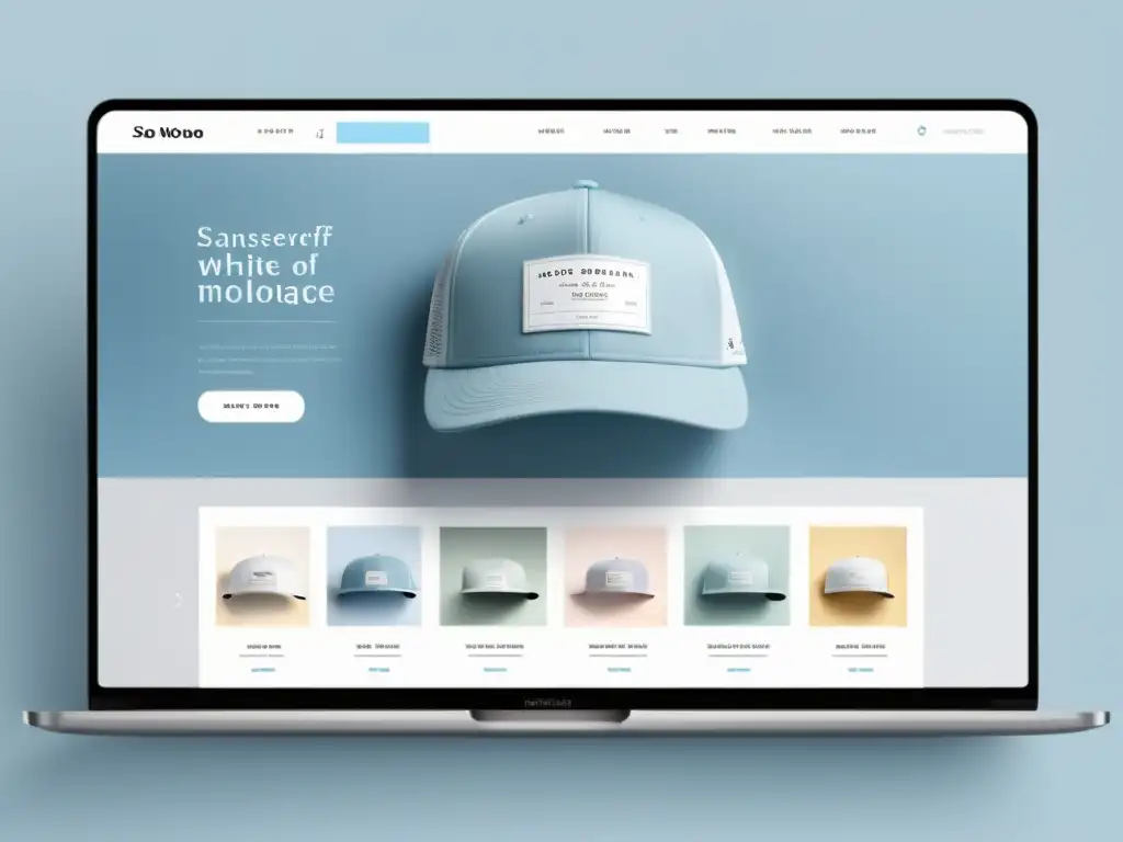 Interfaz de ecommerce moderna con integración de inteligencia artificial, diseño minimalista y colores suaves