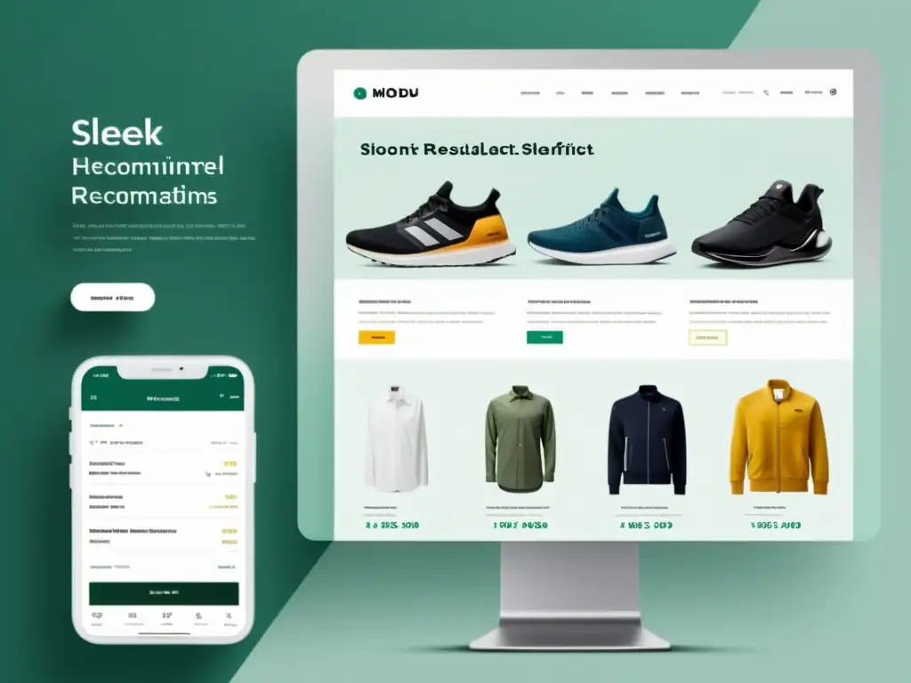 Interfaz de ecommerce moderna con recomendaciones personalizadas basadas en el comportamiento del consumidor online y tecnología de Machine Learning