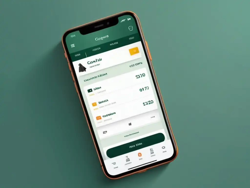Interfaz de ecommerce en móvil con diseño elegante y optimización UX para móviles, destacando la experiencia del usuario