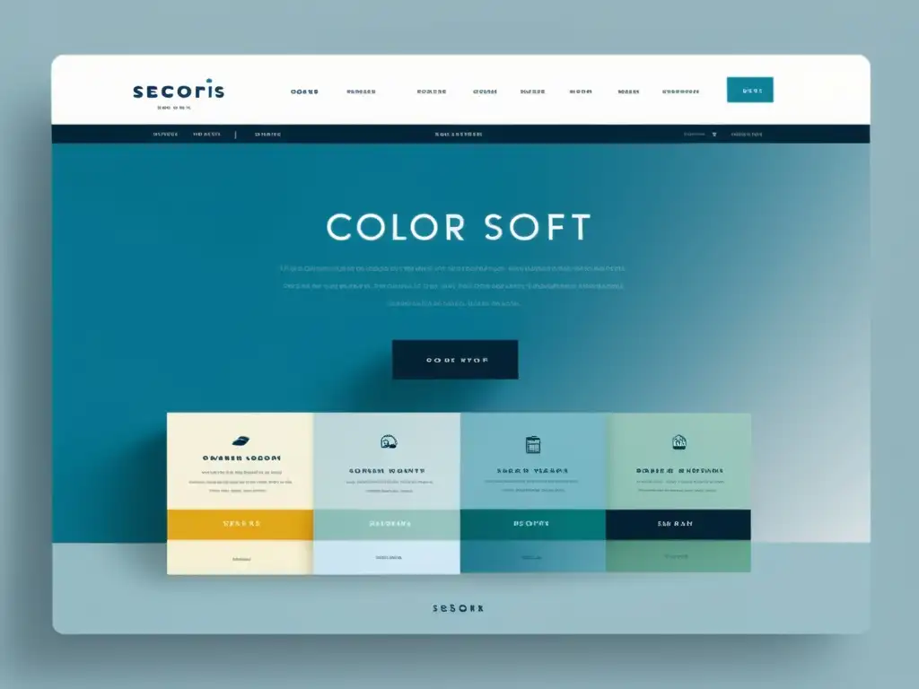 Interfaz elegante de ecommerce con impacto psicológico del color, tonos azules y grises transmiten profesionalismo y confianza