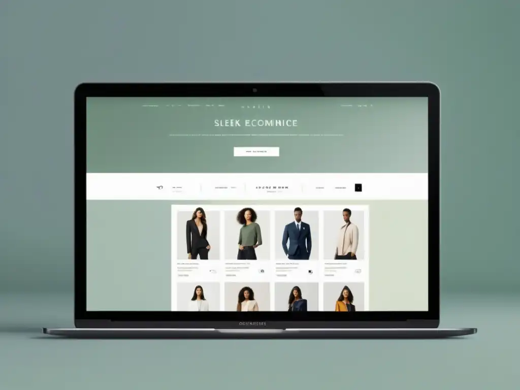 Interfaz elegante de ecommerce moda, destacando privacidad y profesionalismo