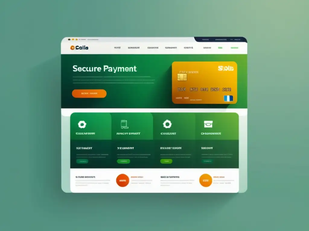Interfaz elegante y segura de ecommerce: diseño minimalista, opciones de pago seguras y conexión encriptada