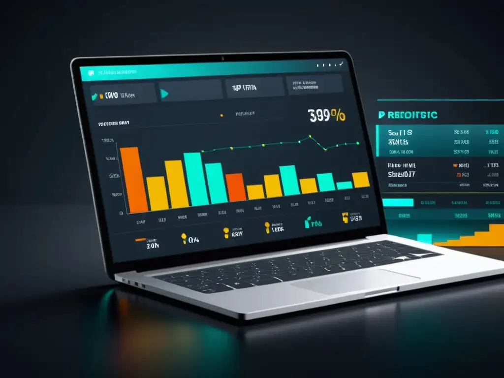 Interfaz futurista con gráficos predictivos y datos de comercio electrónico